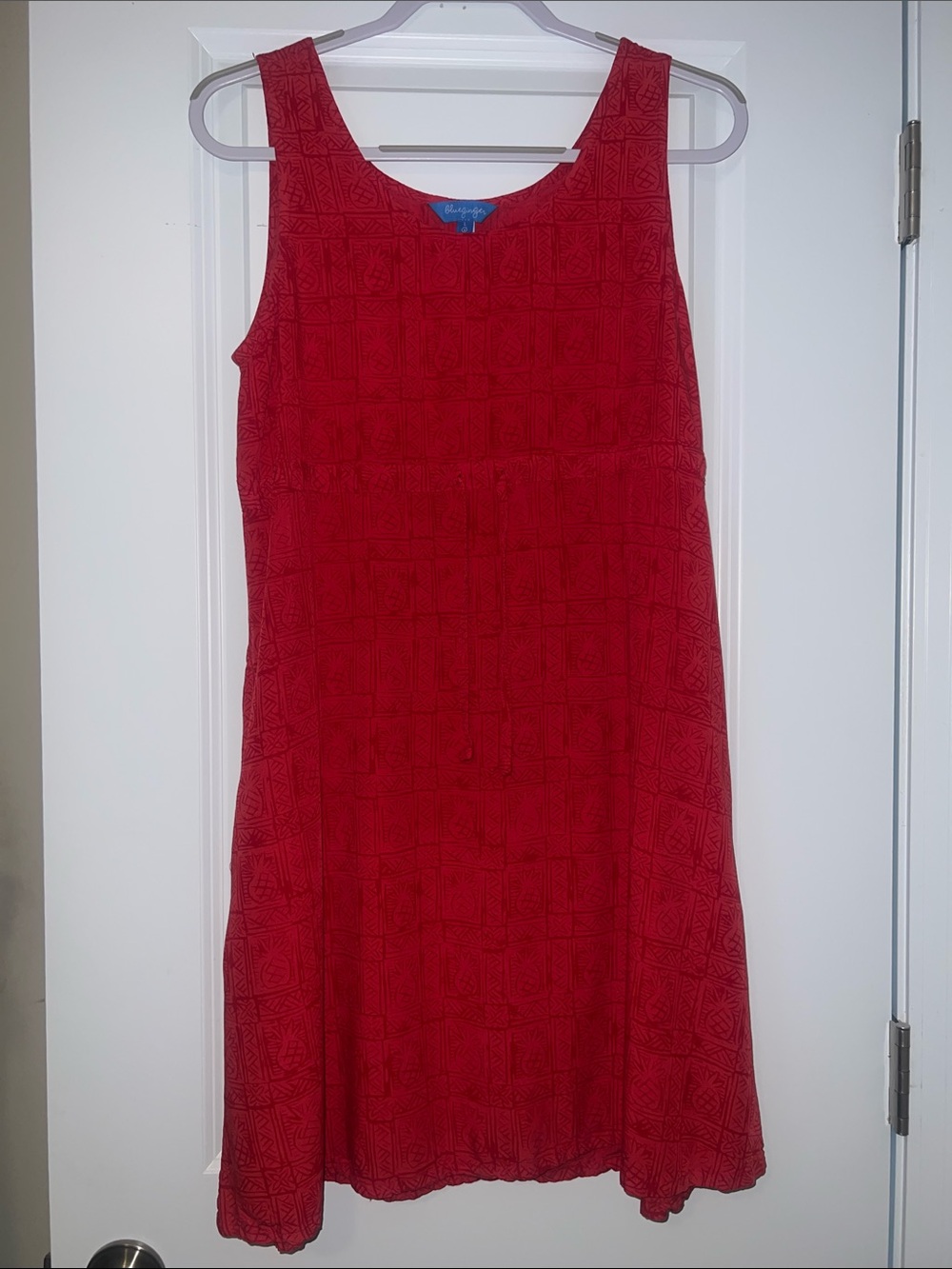 Red Sleeveless Midi Dress with Subtle Geometric Texture